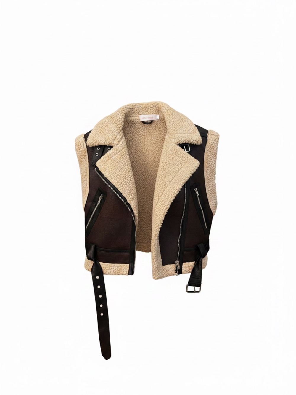 Mure Grand Womens Brown Faux Shearling Moto Vest